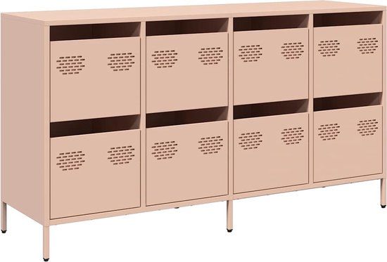 vidaXL Dressoir 135x39x73,5 cm koudgewalst staal roze