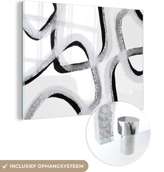 MuchoWow® Glass Painting 40x30 cm - Acrylic Glass Painting - Line - Minimalism - Design - Photo on Glass - Paintings