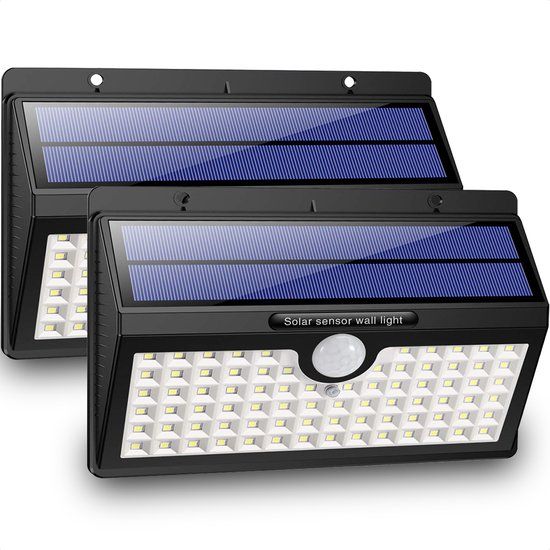 Auronic Solar Buitenlamp - 180 LED's - Zwart - Met Bewegingssensor - IP65 - 2 Stuks