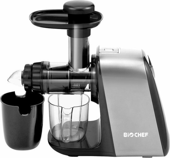 BioChef BioChef Axis Compact Cold Press Juicer Sapcentrifuge, horizontale trekker, compact en licht, grote opening, motor 150 W, langzame rotatie 80 omw/min, groenten en tarwegras.