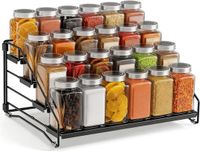 Famanu – Verstelbaar kruidenrek met 4 etages, zonder boren, metalen organizer voor keuken en badkamer