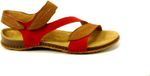 El Naturalista N5810S Panglao Sandalen Dames Rood Nubuck Glitter Klittenband Platte Sandalen