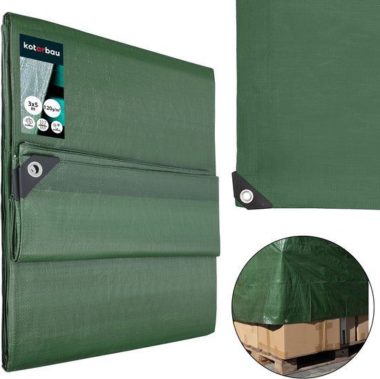KOTARBAU® Afdekzeil - Polyethyleen - 3x5 m - Olijfgroen - 110 g/m² - Waterdicht