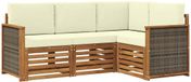 vidaXL - Banc en bois d'acacia, ensemble de salon 4 places, naturel et crème