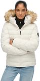 Superdry Fuji Gewatteerde Jas met Bontkraag Dames Wit XL