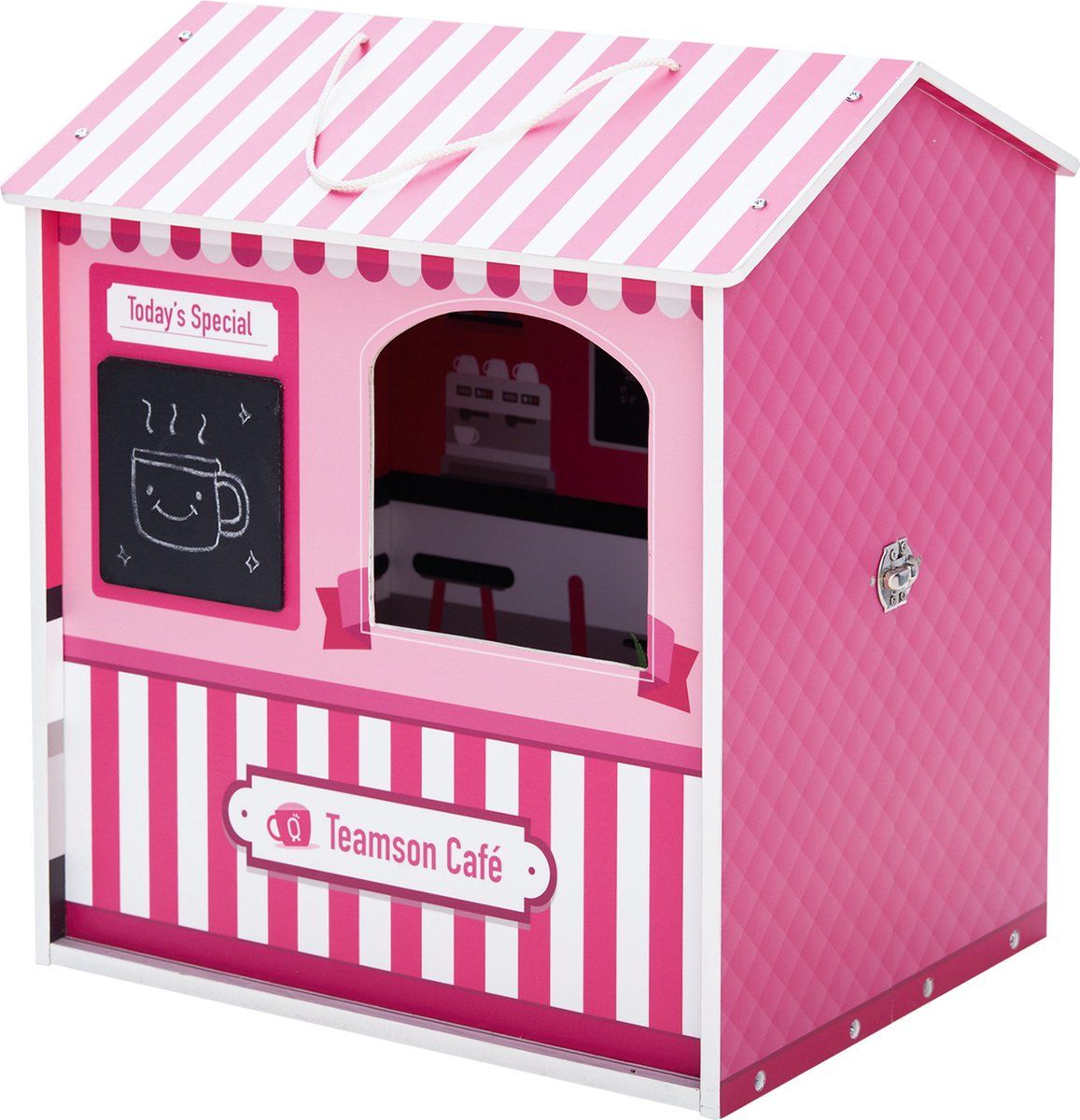 Olivia's Little World Teamson Kids Dreamland Stadscafé Poppenhuis - Roze/Wit/Zwart - 30 cm