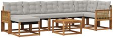 vidaXL Hoek loungeset 7 zitplaatsen Naturel et gris clair Acacia bois