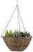 Mega Collections hang plantenbak/mand - gevlochten riet - met binnenzak - D30 x H14 cm