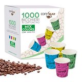 COFFISANO Koffiebekers van papier, 75 ml, gesorteerd, biologisch afbreekbaar, composteerbaar, kleine wegwerpbekers voor dranken, thee, espresso
