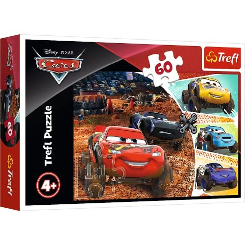 Trefl Puzzel, Disney Cars, 60 elementen, Bliksem McQueen en vrienden, voor kinderen vanaf 4 jaar,Eén maat