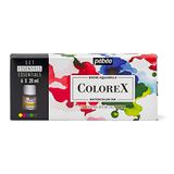 Pébéo - Colorex Box met 6 flessen van 20 ml, gesorteerd – tekenset Manga & Colorex illustratie – aquarelinkt – lichtgeel, Turks rood, ultramarijn blauw, lentegroen, sepia, ivoorzwart, 6 x 20 ml