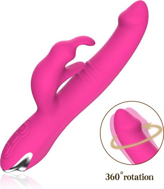 Playbird® Flipper Rabbit Vibrator - Pink - Rotating Head - Bendable - 21 Modes - Waterproof
