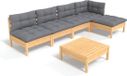 vidaXL 6-delige Loungeset met Grijze Kussens van Grenenhout
