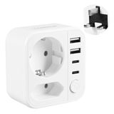 Carehabi Reisadapter UK adapter Engeland Duitsland stekker met 2 USB -C + 2 USB-A, stekkeradapter reisstekker stroomadapter voor Ierland Groot-Brittannië