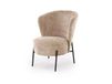 Fauteuil beige en tissu de polyester et pied en acier noir