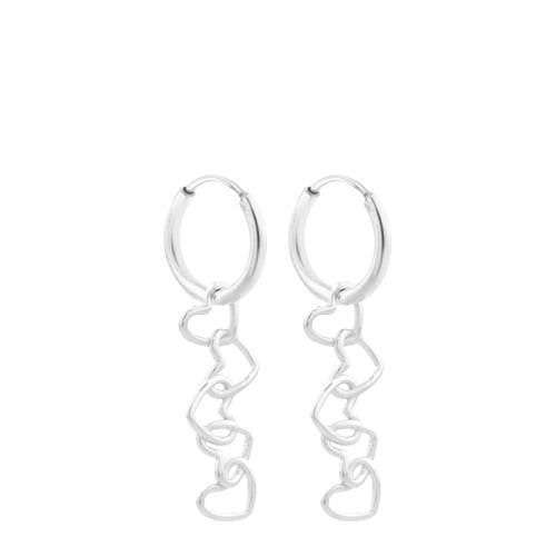 Label Kiki Icecat Label Kiki silver plated oorbellen Connected Hearts