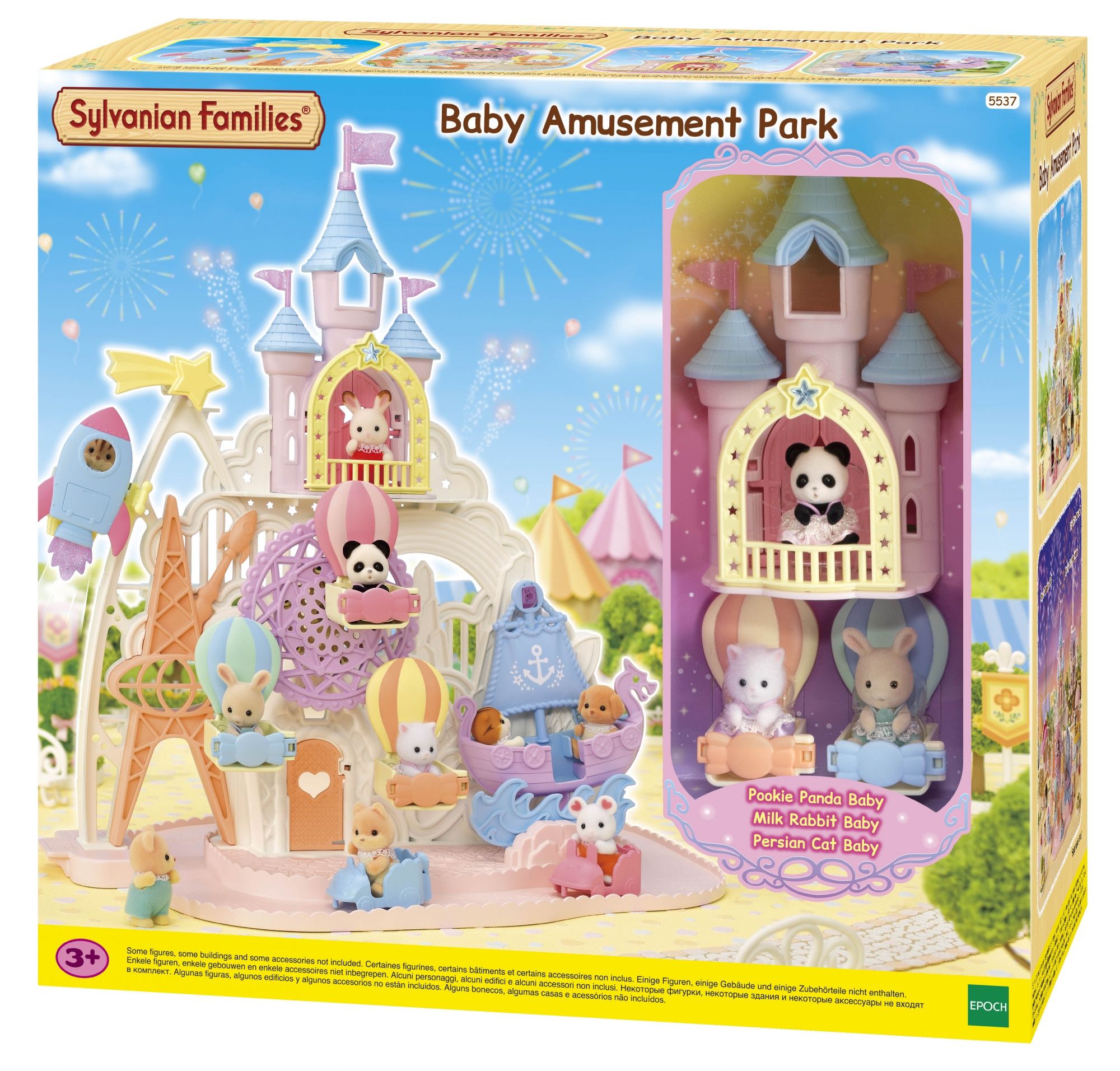 Sylvanian Families Baby Pretpark - Schommelschip, Raket, Reuzenrad, Kasteel - 3 Babyfiguren - 5537