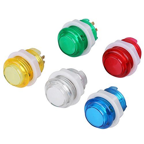 Pssopp 5 ST Arcade Knop DIY Drukknop met Microschakelaar voor Arcade Joystick Games Console 5 Kleuren Knoppen