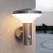 Applique murale LED avec détecteur, 4 positions, acier inoxydable, 9W, IP54, argent
