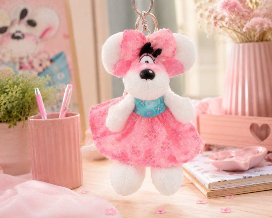 Top1Toys Diddl - Diddlina pluchen sleutelhanger - 15cm - Roze