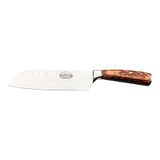 Rockingham Forge Sunrise Collection 5" Santoku mes, roestvrij staal met hars handvat, Amber Bruin