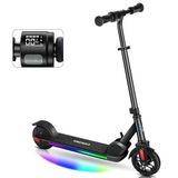 Caroma Qde-e35 Elektrische step voor kinderen van 8 tot 12 jaar, 150 W motor, 17 km/u, 80 minuten rijtijd, snelheid en hoogte verstelbaar, kleurrijke lampen, led-display, opvouwbaar (zwart)