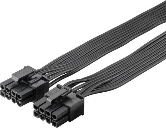 Goobay PCIe voedingskabel - 8-Pin PCIe naar 2x 6+2 PCIe - 0.23 m - Zwart