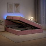 vidaXL LED opbergbed met matras Roze 180 x 200 cm Fluweel