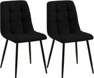 CLP Set van 2 Eetkamerstoelen Tilde - Gestoffeerd - Metalen Onderstel - belastbaar tot 150 kg - Stof/zwart