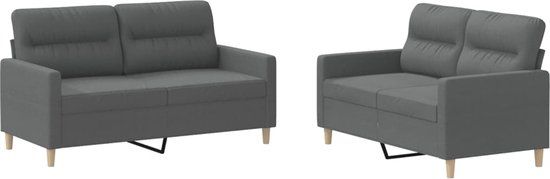 vidaXL 2-delige Loungeset met kussens stof donkergrijs