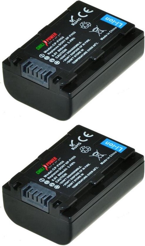 ChiliPower NP-FH50 / NP-FH40 accu voor Sony - 800mAh - 2-Pack NP-FH50 / NP-FH40 accu voor Sony - 800mAh - 2-Pack