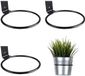 Ibenzoa® Set de 3 pots de fleurs avec support mural en fer, noir