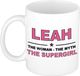 Bellatio Decorations naam cadeau mok - Leah - Woman Myth Supergirl - koffiemok - 300 ml - collega - moederdag