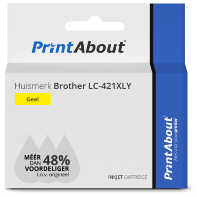 PrintAbout Huismerk Brother LC-421XLY Inktcartridge Geel