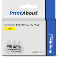 PrintAbout Huismerk Brother LC-421XLY Inktcartridge Geel