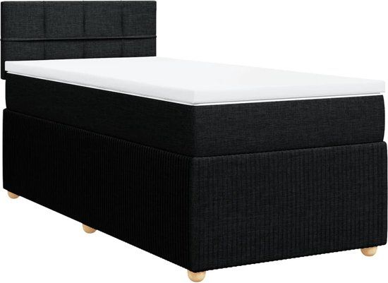 vidaXL Boxspring met matras Stof Zwart 90x200 cm