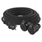EMOS - IP44 verlengkabel 20 m - 2 geaarde stopcontacten - waterdicht, slagvast, hitte- en koudebestendig - 230 V, 16 A, 3680 W - rubberen isolatie - H05RR-F3G 1,5 mm2 - voor buitengebruik - zwart