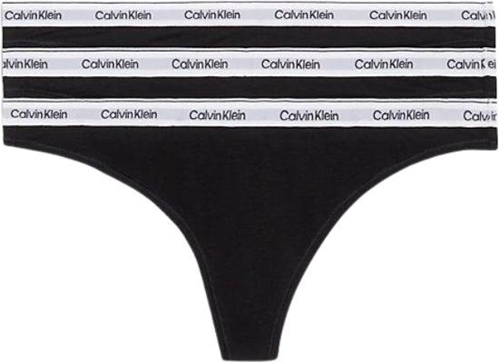 Calvin Klein Thong 3Pk - Black - Women's L - 3 Pack