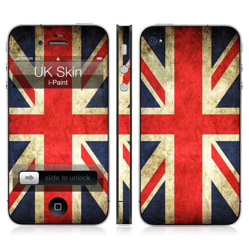 i-Paint UK Flag Skin wit, blauw, rood / iPhone 4\niPhone 4S