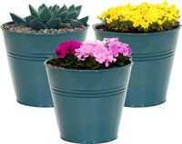 Mega Collections Pot Bob - 3x - Zinc - Vert mer - D13 x H12 cm