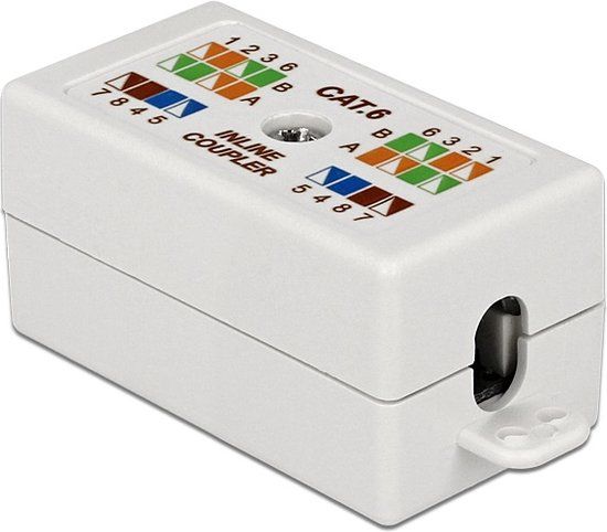 Delock Premium verbindingsbox voor U/UTP CAT6 netwerkkabel - toolless / wit
