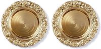 Inge Assiettes de dîner/sous-assiettes - 12x - or avec bordure décorative - 33 cm - rond