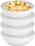 Plasticforte Rond bord/camping - 4x - diep bord/schaaltje - D19 x H5.5 cm - creme wit - kunststof - soepborden - onbreekbaar servies