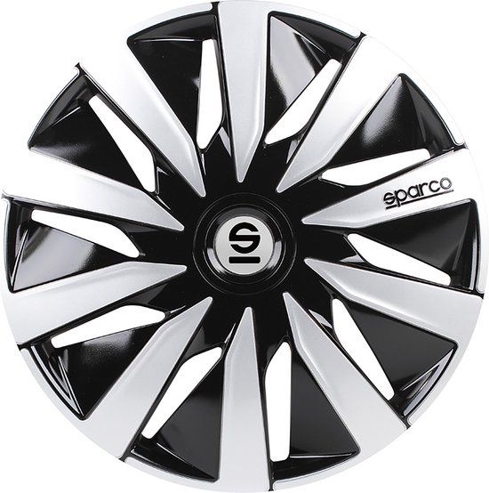 Sparco Wieldoppen Lazio - 15 inch - Zwart/Zilver - 4 stuks