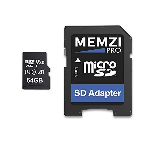 MEMZI PRO 64 GB geheugenkaart compatibel voor LG G8X ThinQ, G8S ThinQ, G7 ThinQ, G7 Fit, K61, K51S, K50S, K41S, K40S, K40 mobiele telefoons - microSDXC 100MB/s klasse 10 A1 V30 met SD-adapter