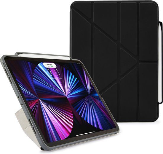 Pipetto Origami No3 Pencil Case – geschikt voor iPad Pro 11 2018/2020/2021/2022 – met multifunctionele vouwbare cover – volledige 360˚ bescherming  – geschikt voor Apple Pencil 2 - zwart