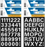 Herma stickervellen letters en cijfers - 4x vellen - wit - 15 mm - watervast