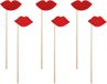 PartyDeco foto props lippen - 6 stuks - rood