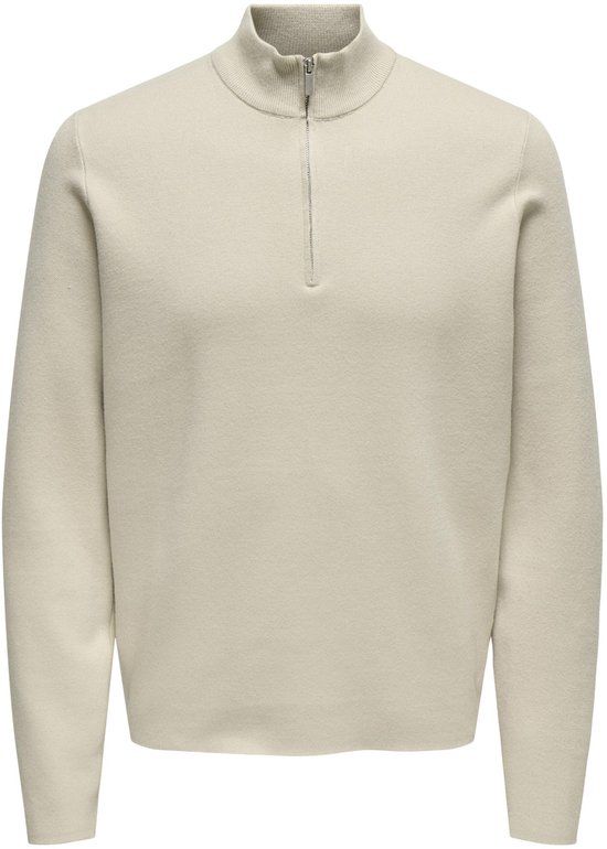 ONLY&SONS - ONSCOOPER HALF ZIP HIGH NECK KNIT NOOS - Heren - Gebreide truien - Beige - S - Acryl