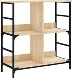 vidaXL Boekenrek - 78,5x33x82 cm - Bewerkt Hout en IJzer - Sonoma Eikenkleur